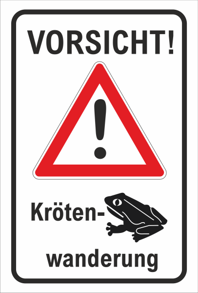 Warnschutz zur Tierschutz der Kröten mit Achtung Symbol und Text